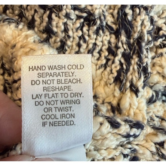 J Jill Chunky Knit Sweater Women's XL Cream Navy Long Sleeve Stretch Soft Warm - Picture 8 of 11